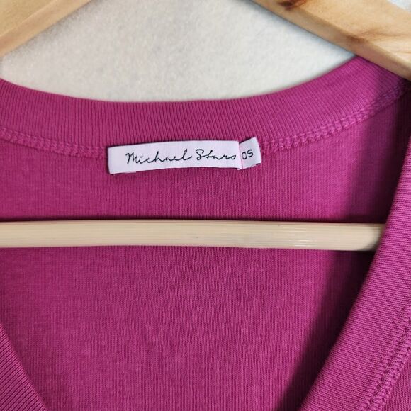 Michael Stars Magenta V-Neck Short Sleeve Tee | Size OS - Picture 4 of 8